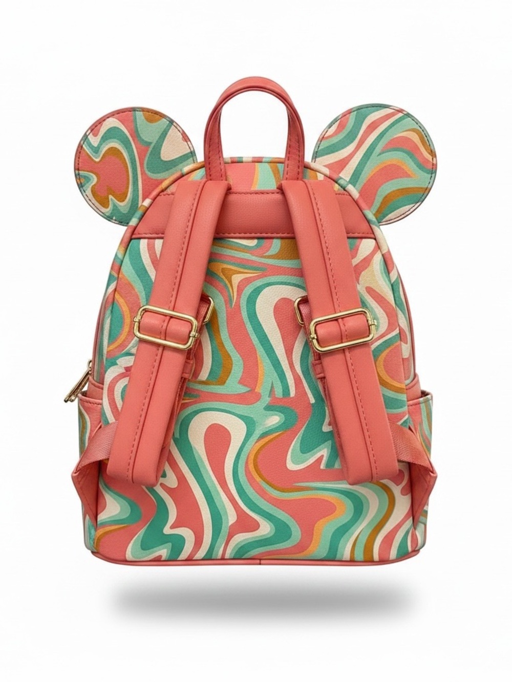 Disney Parks Loungefly Multicolor Teal Pink Coral Swirl Backpack with Ears - Picture 2 of 8